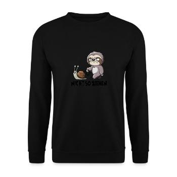 Nicht So Ziehen Faultier Mit Schnecke Humor - Unisex Pullover - Schwarz - Vorne - Alina (178cm) & Michal (187cm)