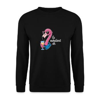 Es Eskalient Éh Flamingo mit Sonnenbrille und - Unisex Pullover - Schwarz - Vorne - Alina (178cm) & Michal (187cm)