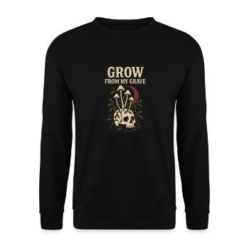 Mushroom Skull Gothic Botanical Dark Cottagecore - Unisex Pullover - Schwarz - Vorne - Alina (178cm) & Michal (187cm)