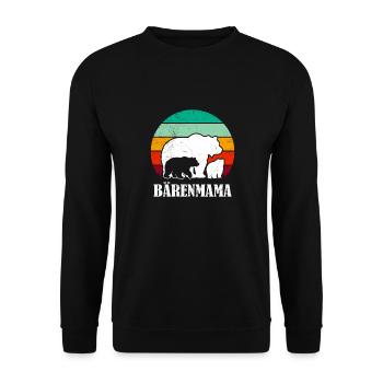 Werdende Mutter BÄRENMAMA Bald Mama Lustiges - Unisex Pullover - Schwarz - Vorne - Alina (178cm) & Michal (187cm)