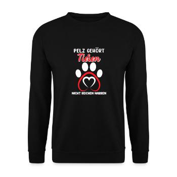 Tierschutz PELZ GEHÖRT TIEREN Lustiges - Unisex Pullover - Schwarz - Vorne - Alina (178cm) & Michal (187cm)