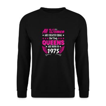 Queens born in 1975 50th birthday - Unisex Sweatshirt - black - Front - Alina (178cm) & Michal (187cm)