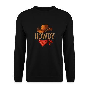Howdy Cowboy Hut und Bandana Stil - Unisex Pullover - Schwarz - Vorne - Alina (178cm) & Michal (187cm)