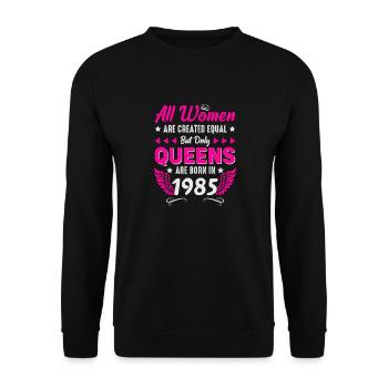 Queens born in 1985 40th birthday - Unisex Sweatshirt - black - Front - Alina (178cm) & Michal (187cm)