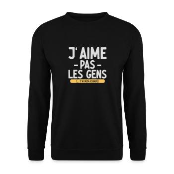 J’aime pas les gens T-shirt drôle français - Sweat-shirt Unisexe - noir - Devant - Alina (178cm) & Michal (187cm)