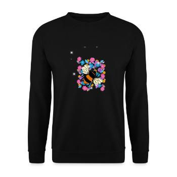 Retro Bee Bees Bumblebee Flower Kids - Unisex Sweatshirt - black - Front - Alina (178cm) & Michal (187cm)