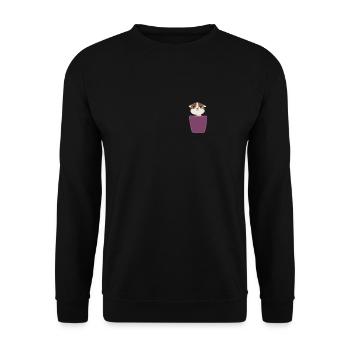 Kätzchen in Brusttasche Katze in Tasche - Unisex Pullover - Schwarz - Vorne - Alina (178cm) & Michal (187cm)