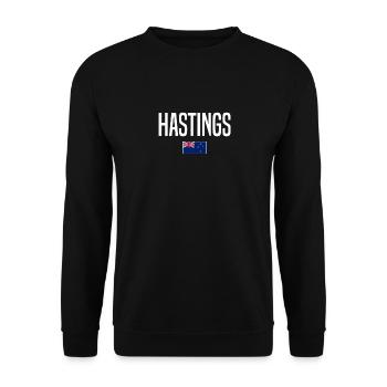 Hastings, New Zealand - Unisex Sweatshirt - black - Front - Alina (178cm) & Michal (187cm)