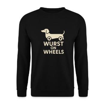 Sausage On Wheels Funny Dachshund - Unisex Sweatshirt - black - Front - Alina (178cm) & Michal (187cm)
