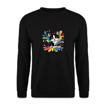 Cute kitten with rainbow colors - Unisex Sweatshirt - black - Front - Alina (178cm) & Michal (187cm)