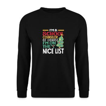 Schulberater Natürlich Auf Der Nette Liste - Unisex Pullover - Schwarz - Vorne - Alina (178cm) & Michal (187cm)