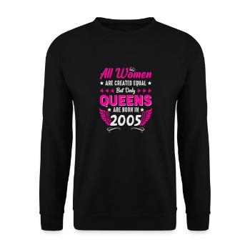 Queens born in 2005 20th birthday - Unisex Sweatshirt - black - Front - Alina (178cm) & Michal (187cm)