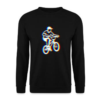 Glitch BMX – Extreme Fahrt - Unisex Pullover - Schwarz - Vorne - Alina (178cm) & Michal (187cm)