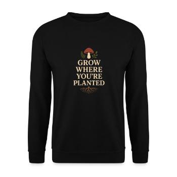 Pilzliebhaber Cottagecore Ästhetische Natur Hexe - Unisex Pullover - Schwarz - Vorne - Alina (178cm) & Michal (187cm)
