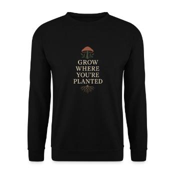Pilzliebhaber Cottagecore Ästhetische Natur Hexe - Unisex Pullover - Schwarz - Vorne - Alina (178cm) & Michal (187cm)
