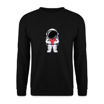 Astronaut Mit Herz Umarmung Liebe Universum - Unisex Pullover - Schwarz - Vorne - Alina (178cm) & Michal (187cm)