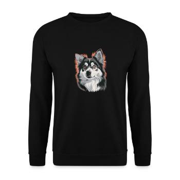 Stunning Husky Portrait in Vivid Colors - Unisex Sweatshirt - black - Front - Alina (178cm) & Michal (187cm)