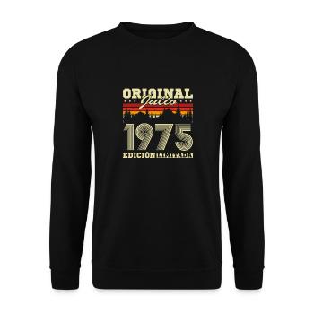 1975 Julio Vinatge Geburtstagsgeschenk - Unisex Pullover - Schwarz - Vorne - Alina (178cm) & Michal (187cm)