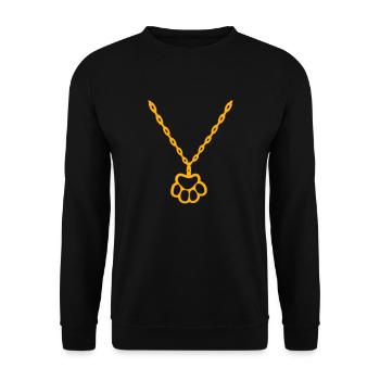 Katze Pfote Hund Tier Halskette Halsband Schmuck - Unisex Pullover - Schwarz - Vorne - Alina (178cm) & Michal (187cm)