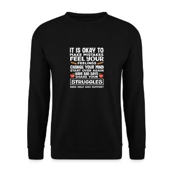 Schulberater Es Ist Okay Fehler Zu Machen - Unisex Pullover - Schwarz - Vorne - Alina (178cm) & Michal (187cm)