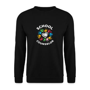 Schulberater Herz Handabdrücke - Unisex Pullover - Schwarz - Vorne - Alina (178cm) & Michal (187cm)
