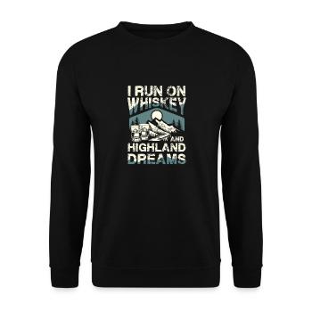 I live on whiskey and Highland dreams - Unisex Sweatshirt - black - Front - Alina (178cm) & Michal (187cm)