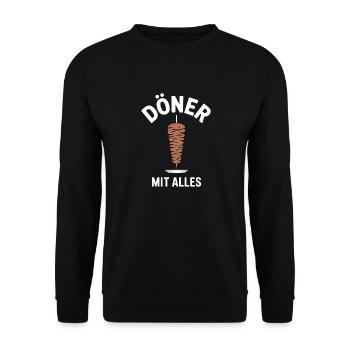 Kebab with everything – Funny fast food saying kebab - Unisex Sweatshirt - black - Front - Alina (178cm) & Michal (187cm)