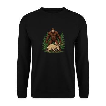 Jackalope Bigfoot - Unisex Pullover - Schwarz - Vorne - Alina (178cm) & Michal (187cm)