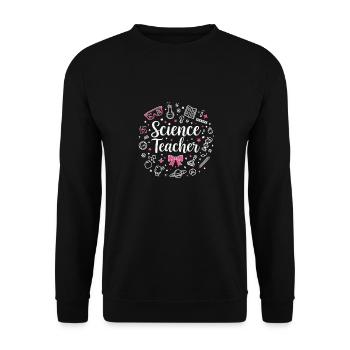 Science Professor- Back to School - Unisex Sweatshirt - black - Front - Alina (178cm) & Michal (187cm)