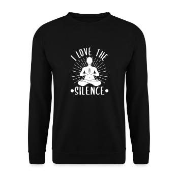 Pilates Enthusiasts I Love The Silence Pilates - Unisex Sweatshirt - black - Front - Alina (178cm) & Michal (187cm)