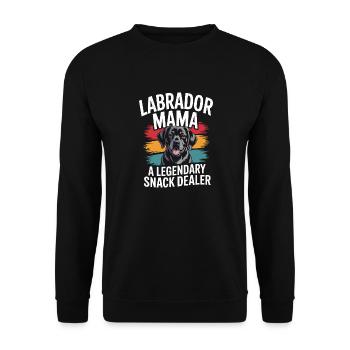 Labrador Mama Mama, Legendärer Snack-Dealer - Unisex Pullover - Schwarz - Vorne - Alina (178cm) & Michal (187cm)
