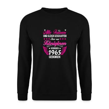 Queens born in 1965 60th birthday - Unisex Sweatshirt - black - Front - Alina (178cm) & Michal (187cm)