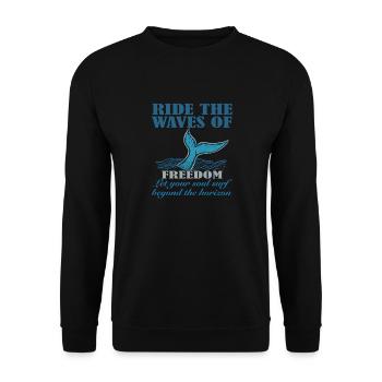 Ride the waves of freedom Ride the - Unisex Sweatshirt - black - Front - Alina (178cm) & Michal (187cm)