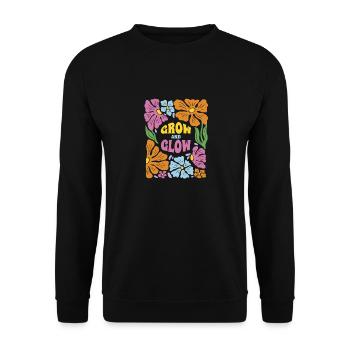 Grow and Glow - Flowers Motivation Inspiration Self - Unisex Sweatshirt - black - Front - Alina (178cm) & Michal (187cm)