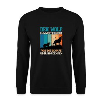 Wolf Spirit WOLF KÜMMERTS NICHT WAS SCHAFE DENKEN - Unisex Pullover - Schwarz - Vorne - Alina (178cm) & Michal (187cm)