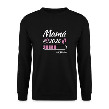 Werdende Mutter 2026 Loading - Unisex Pullover - Schwarz - Vorne - Alina (178cm) & Michal (187cm)