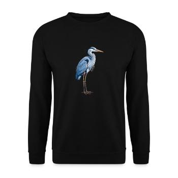 Elegant Blue Heron - Unisex Sweatshirt - black - Front - Alina (178cm) & Michal (187cm)