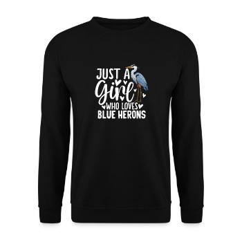 Just a Girl Who Loves Blue Herons - Unisex Pullover - Schwarz - Vorne - Alina (178cm) & Michal (187cm)