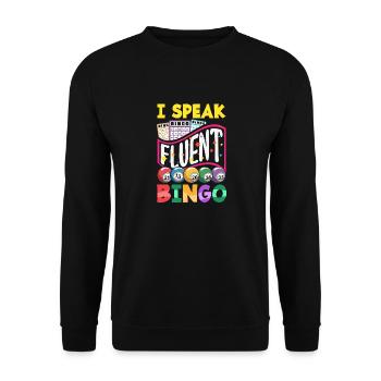 Bingo Geschenk für Bingospieler Lotterie - Unisex Pullover - Schwarz - Vorne - Alina (178cm) & Michal (187cm)