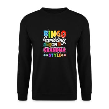 Bingo Grandma Gift Bingo Lover Grandmother - Unisex Sweatshirt - black - Front - Alina (178cm) & Michal (187cm)