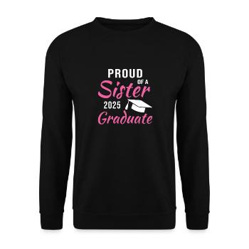 Stolze Schwester eines Absolventen des Jahres 2025 - Unisex Pullover - Schwarz - Vorne - Alina (178cm) & Michal (187cm)