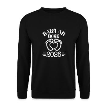 Werdende Mutter BABY AN BORD 2026 Lustig - Unisex Pullover - Schwarz - Vorne - Alina (178cm) & Michal (187cm)