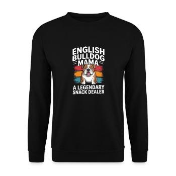 English Bulldog Mama, Legendary Snack Dealer - Unisex Sweatshirt - black - Front - Alina (178cm) & Michal (187cm)