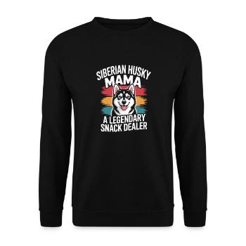 Siberian Husky Mama, Legendärer Snack-Dealer - Unisex Pullover - Schwarz - Vorne - Alina (178cm) & Michal (187cm)