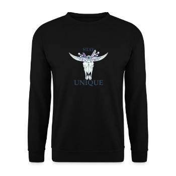Séjour Unique Boho Bull Skull Floral Séjour - Sweat-shirt Unisexe - noir - Devant - Alina (178cm) & Michal (187cm)