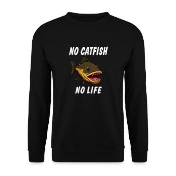 NO CATFISH NO LIFE - Unisex Pullover - Schwarz - Vorne - Alina (178cm) & Michal (187cm)