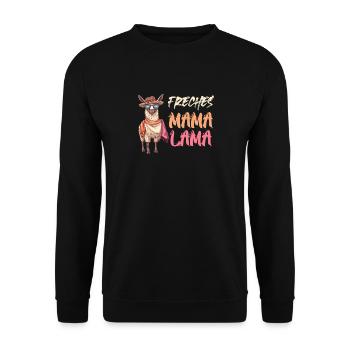 Werdende Mutter FRECHES MAMA LAMA Lustig - Unisex Pullover - Schwarz - Vorne - Alina (178cm) & Michal (187cm)