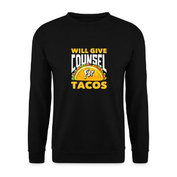 Un conseiller scolaire donne des conseils pour les tacos - Sweat-shirt Unisexe - noir - Devant - Alina (178cm) & Michal (187cm)