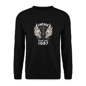 Vintage Rockin' seit 1987, 38 Jahre purer Soul - Unisex Pullover - Schwarz - Vorne - Alina (178cm) & Michal (187cm)