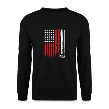 Amerikanische Flagge Golf Golfer Lustiger Golf Club Golfen - Unisex Pullover - Schwarz - Vorne - Alina (178cm) & Michal (187cm)